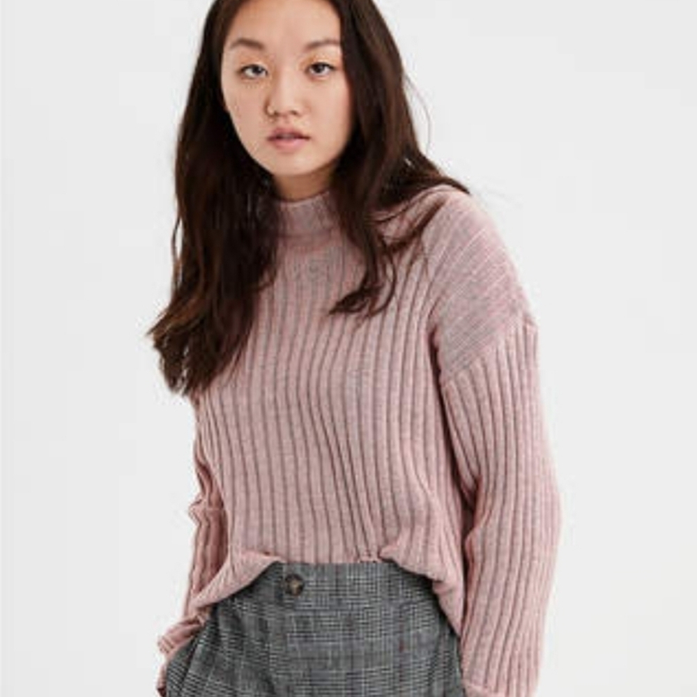 AMERICAN EAGLE AE Blush Cropped Rib Knit Pullover Sweater Top Small
